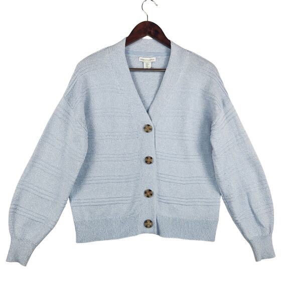 Cupcakes and Cashmere Cardigan Revolve Women’s SZ M Blue Textured Knit Buttons - Picture 1 of 13